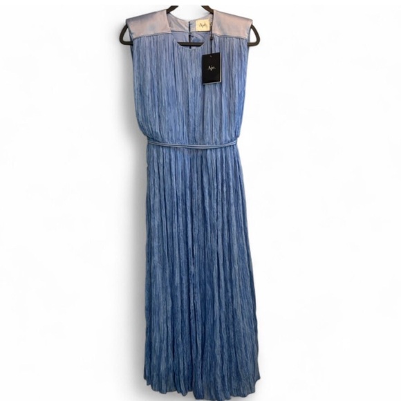 NWT Aje Midi Dress Pleated Blue 4 - Picture 11 of 12
